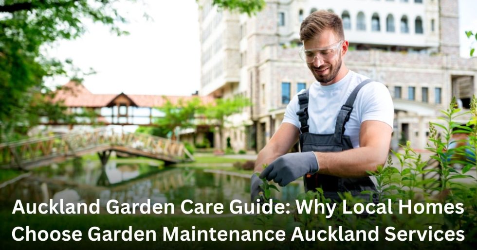 Gardener maintaining plants during a garden maintenance service in Auckland