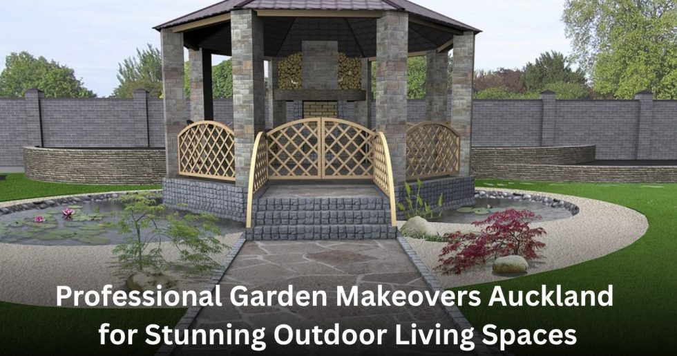 garden makeover design with gazebo and landscaped yard in Auckland home